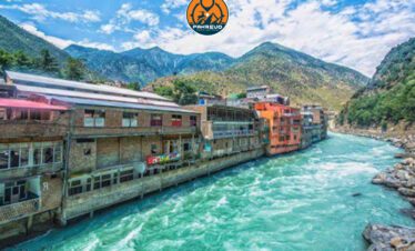 Scenic mountain backdrop at Bahrain Bazaar, Swat