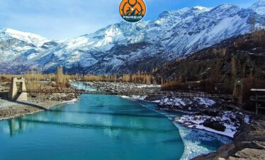 Tour group camping under wildflowers in Deosai Plains, Skardu