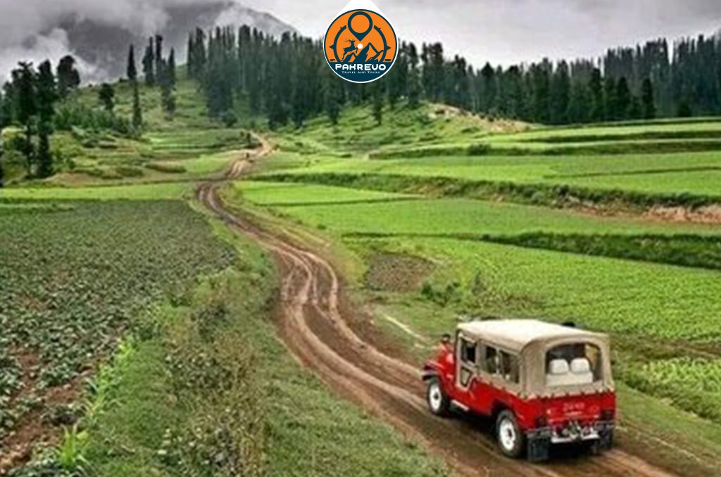 Off‑road Jeep track leading to Siri Paye Meadows from Shogran