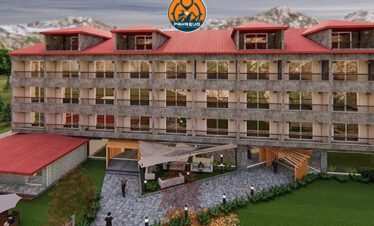 Business workshop setup with projector in Naran valley outdoors