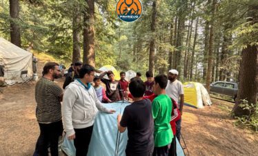 Colorful tents pitched by student campers in Siran Valley