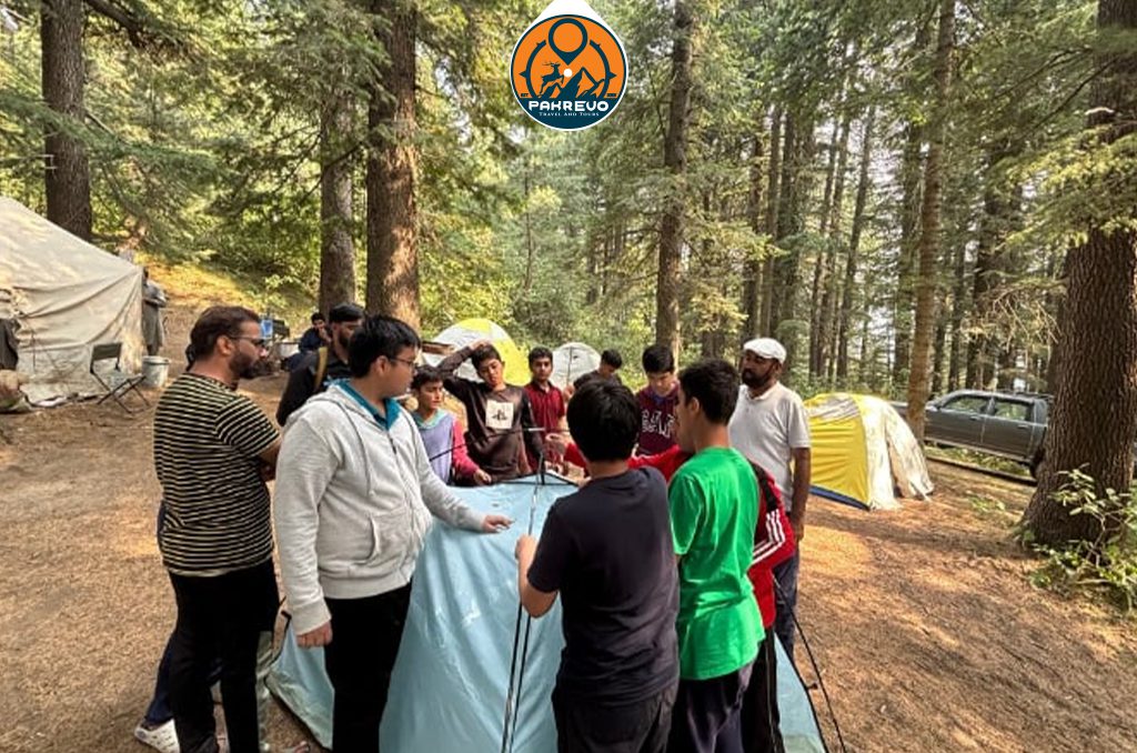 Colorful tents pitched by student campers in Siran Valley