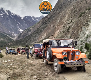 Off-road jeep safari through scenic mountain roads