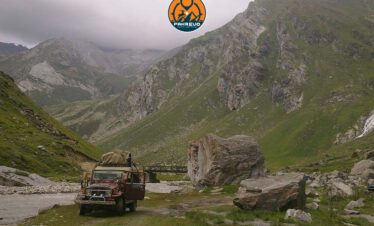 Hikers traversing the Shounter Glacier trail in Neelum Valley