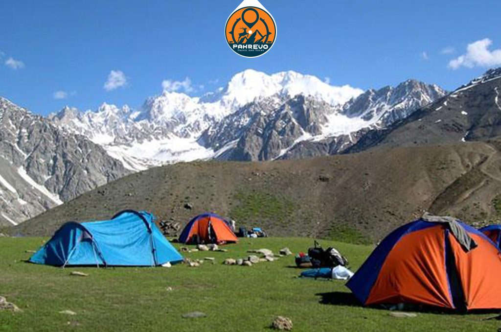 Trekking team setting up camp at Rakaposhi Base Camp